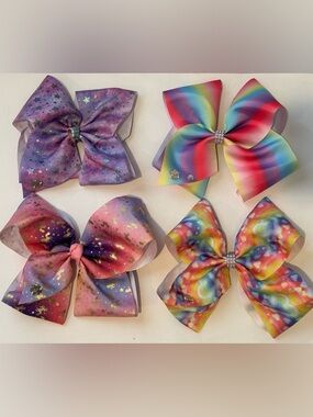 Jojo Siwa Large Hair Bows Set (4)- Unicorn, Rainbow, Pastel & Heart Prints